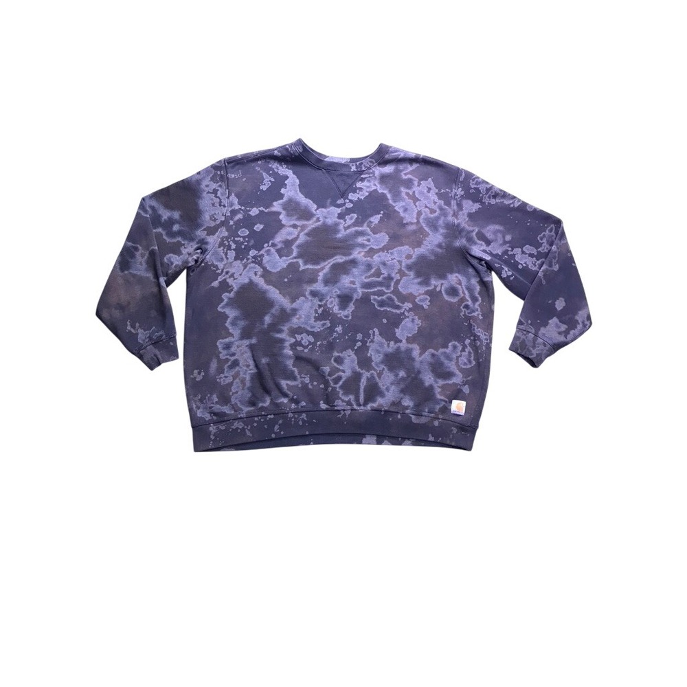 Carhartt Sweatshirt Mens 2XL Black Bleach Wash Acid Dye Original Fit Pullover